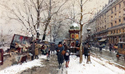 Boekenkraampjes in de winter, Parijs